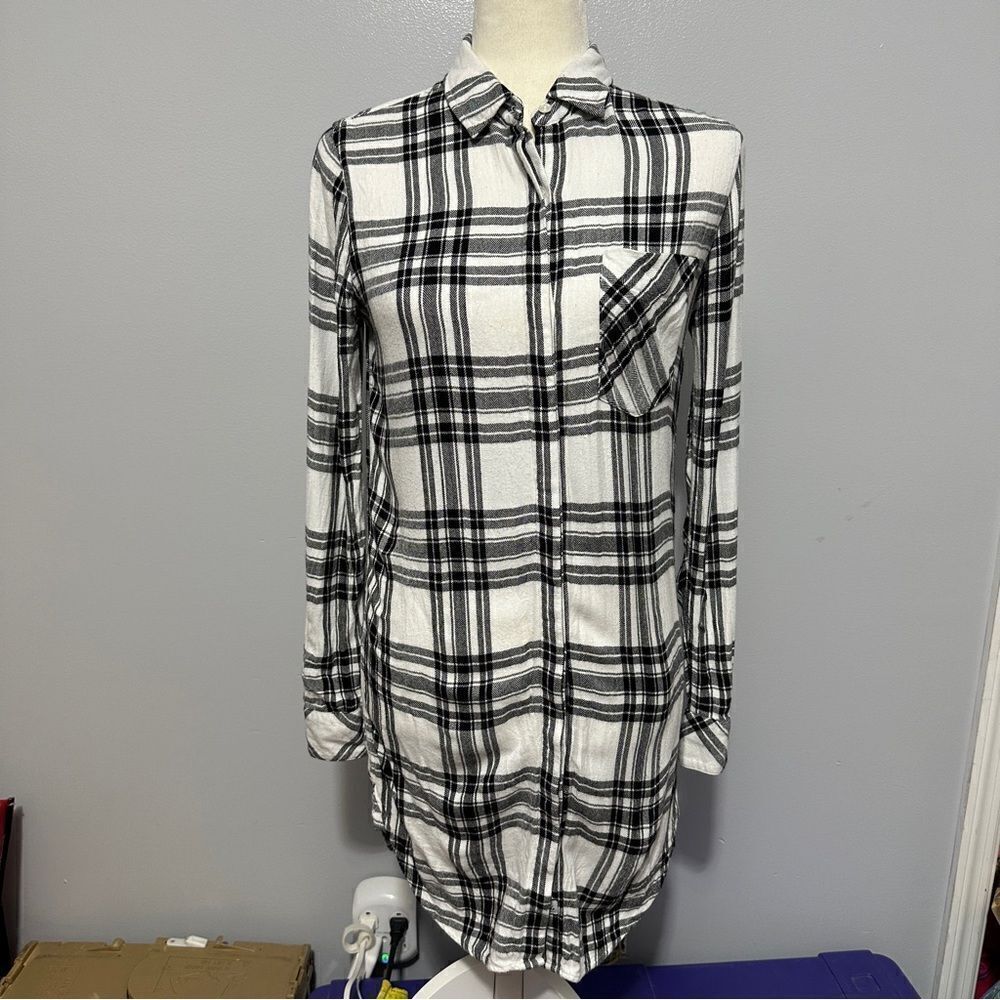 Rails Sawyer Women's  Plaid Button Front Shirt Dress Flannel button size XS
